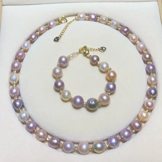 Natural Freshwater Pearl Necklace and Bracelet Set