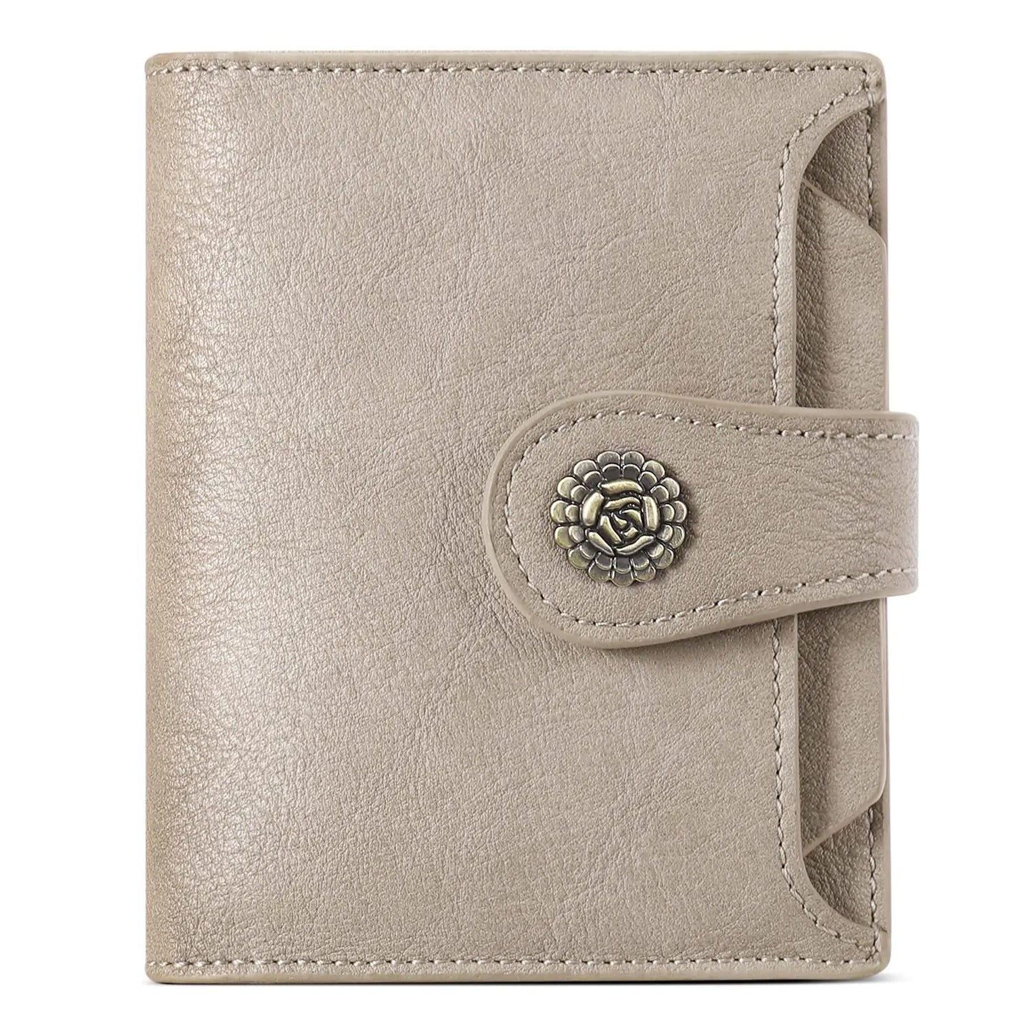Small Wallets for Women. RFID Blocking Leather Trifold Compact Credit Card Holder with ID Window, Ladies Zipper Coin Purse