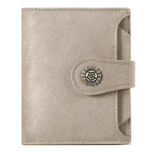 Small Wallets for Women. RFID Blocking Leather Trifold Compact Credit Card Holder with ID Window, Ladies Zipper Coin Purse