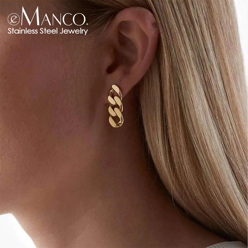 Punk Cuban Chain Earrings for Women's Business Party