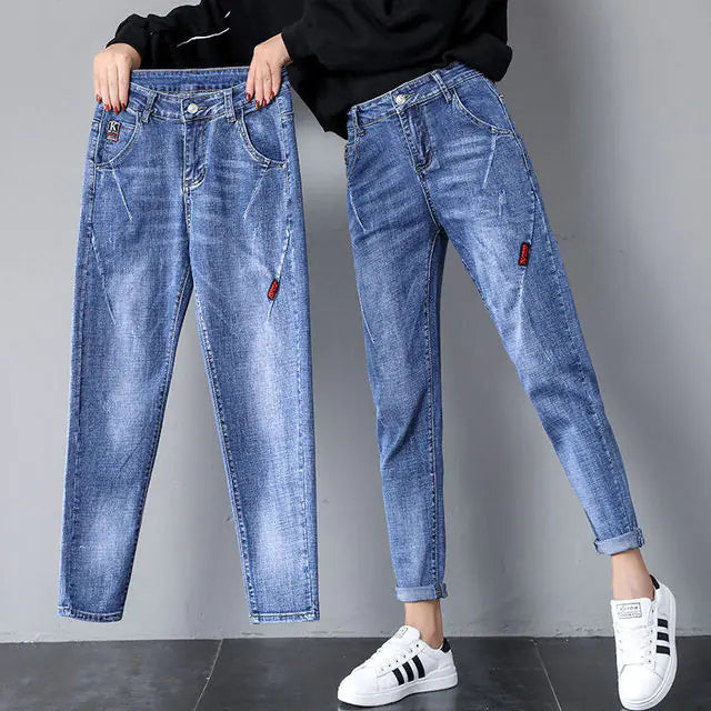 High Waist Denim Harem Pants for Women - P295