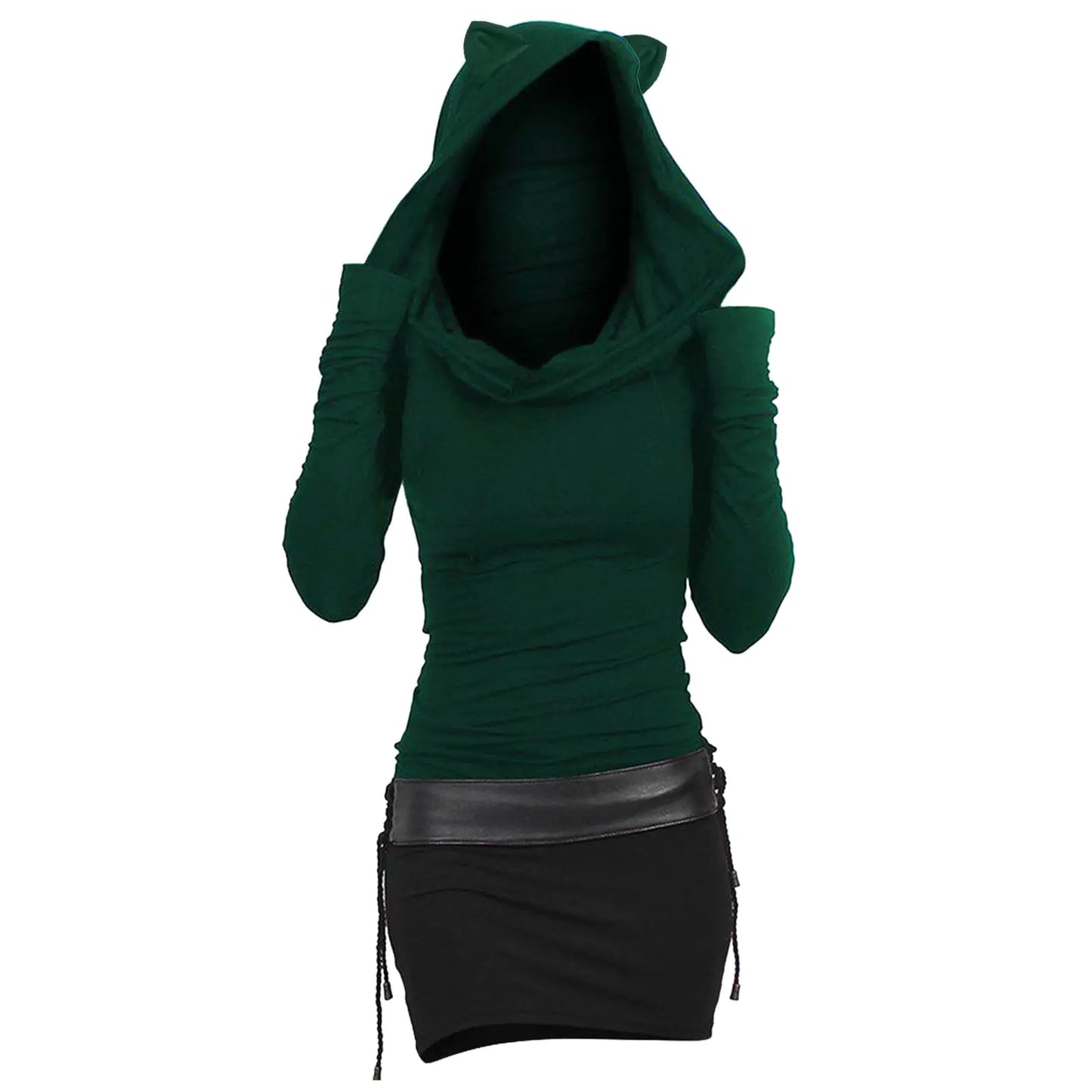 Long Sleeve Bodycon Dress for Women. Steampunk Hoodie Sweatshirt Dresses, Vintage Gothic Party Mini Dress