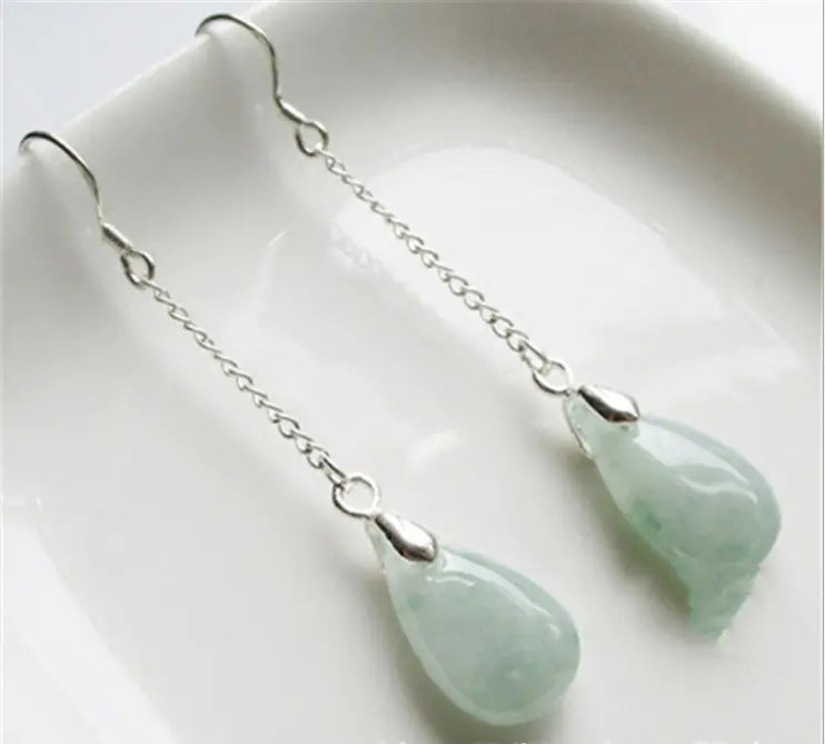 Natural Burmese Jade Earrings for Women