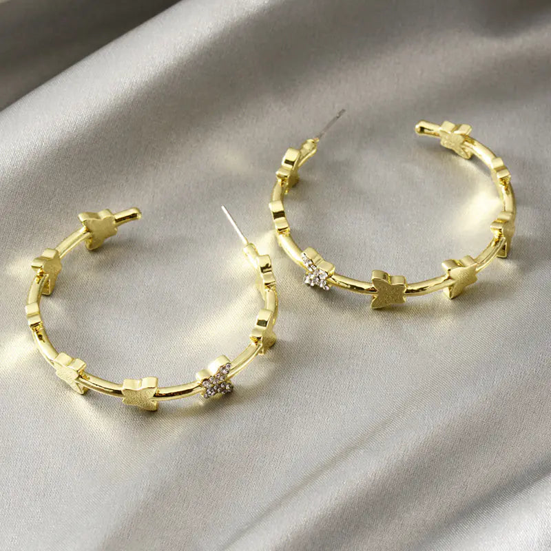 Bohemian Crystal Butterfly Hoop Earrings for Women