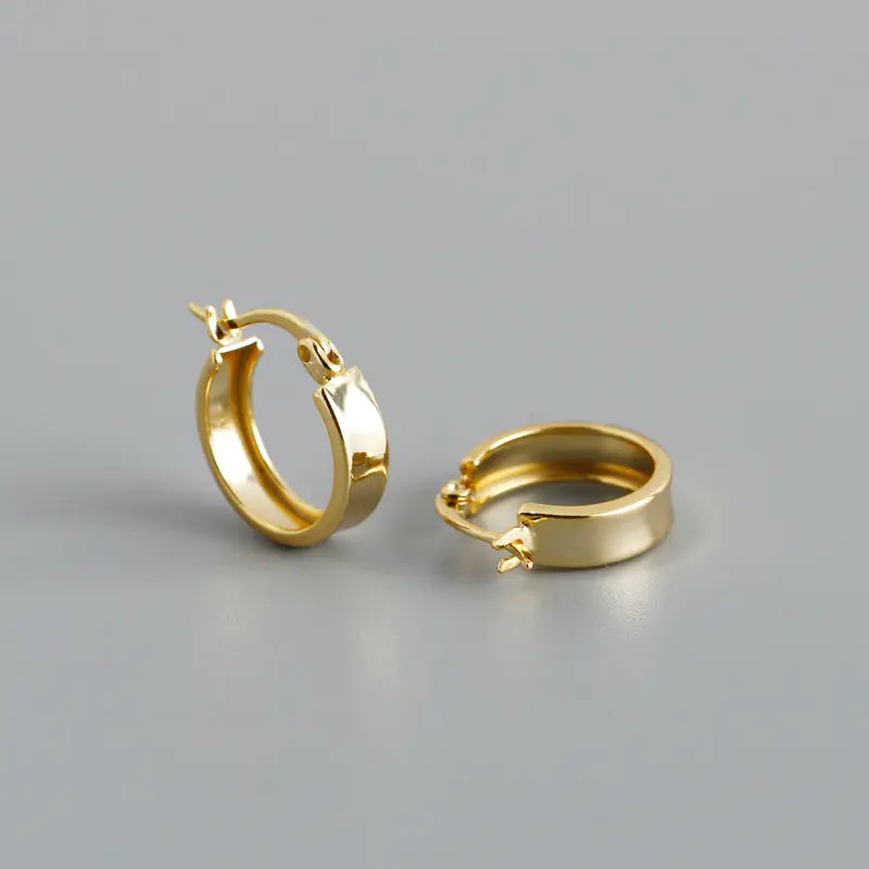 Simple Round Wide Flat Bottom Earrings for Women