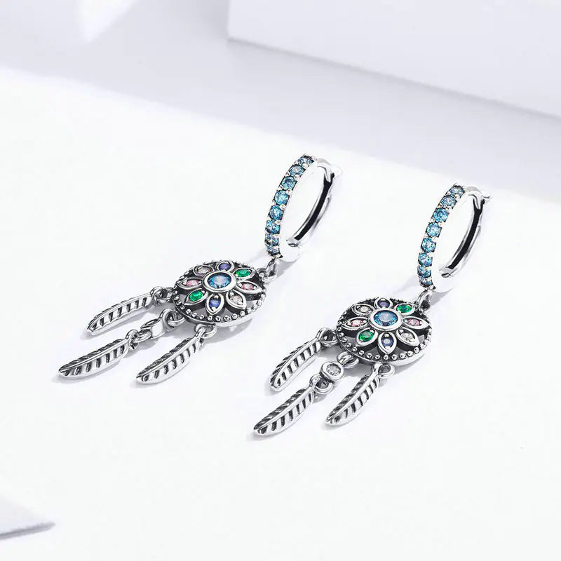 925 Silver Dreamcatcher Earrings for Women SCE713