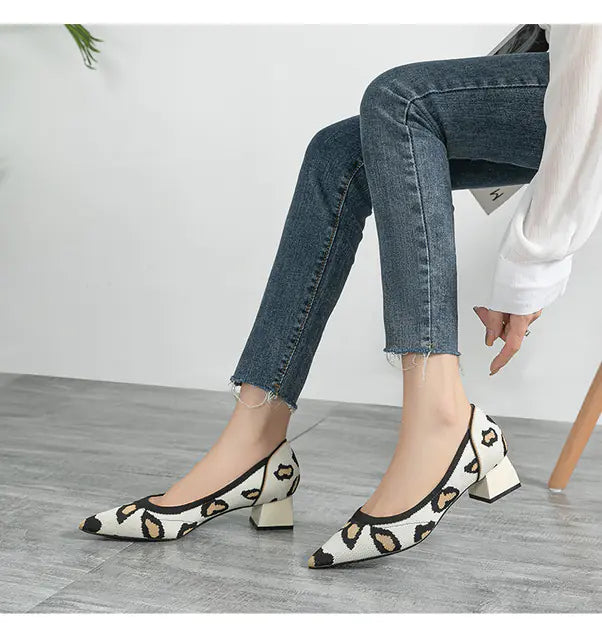 Women's Breathable Woven Pointed High Heels Shoes