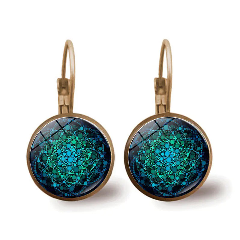 Vintage Yoga Mandala Flower Earrings for Women