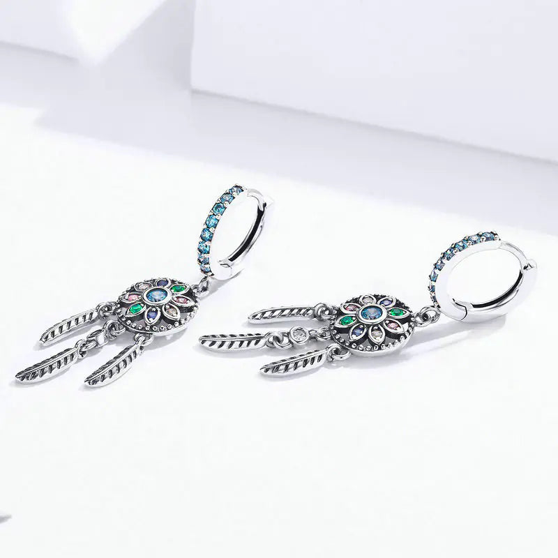 925 Silver Dreamcatcher Earrings for Women SCE713