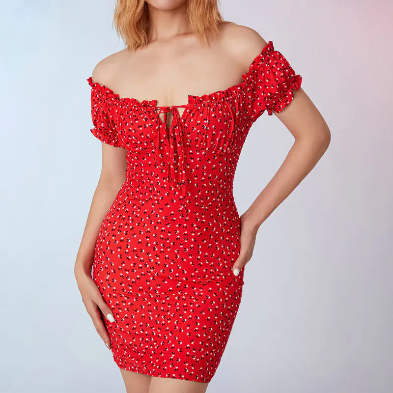 WPNAKS Women's Floral Off-Shoulder Mini Dress 2024