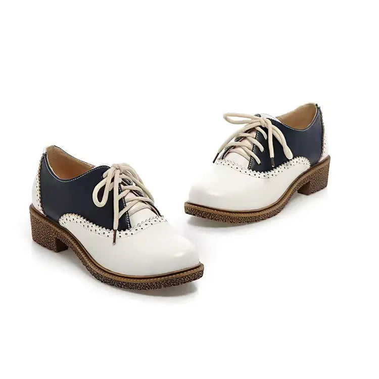 Brogue Lace-Up Flats for Women, Size 35-43