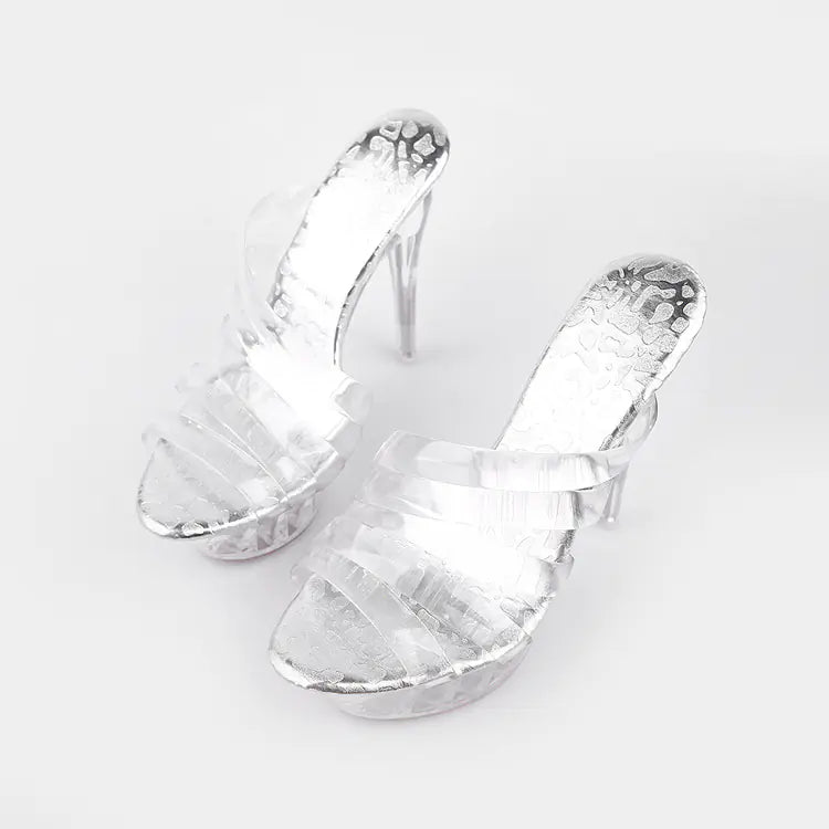 Transparent Women's High Heels, Peep-Toe, Plus Size