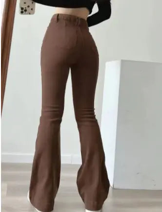 Classic High Waist Slim Denim Horseshoe Pants for Women