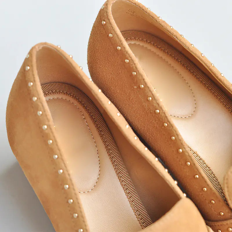 Fall New Suede Color Block Chunky Heels for Women