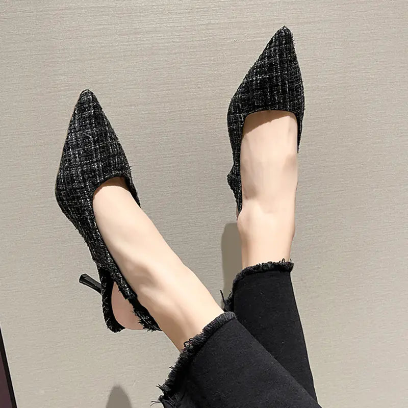 Blue Pointed Toe High Heels Slingbacks for Women