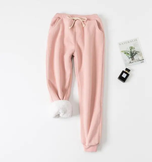 Winter Thickened Lamb Fleece Jogger Pants for Women