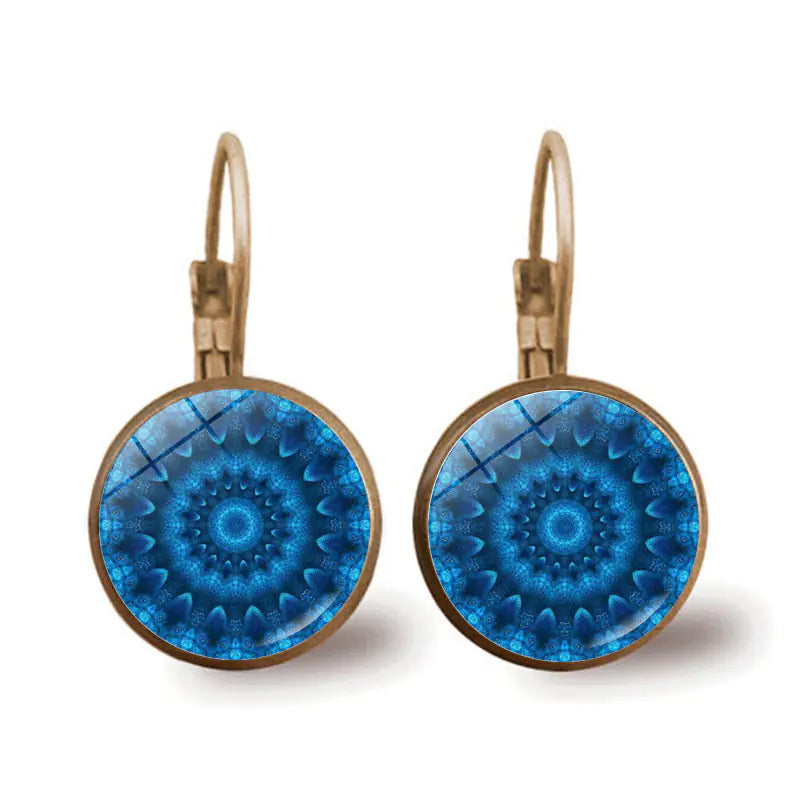 Vintage Yoga Mandala Flower Earrings for Women