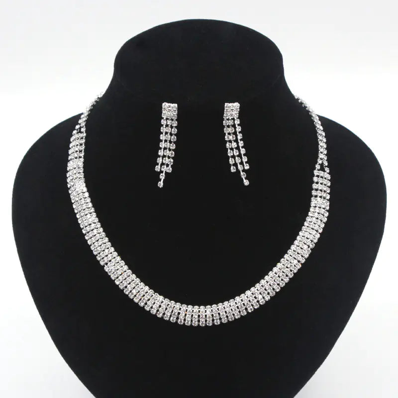 Trendy Multi-layer Necklace and Earrings Bridal Set
