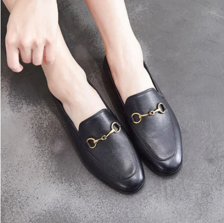 Women's Loafers, British Flat Shoes with Horsebit Detail