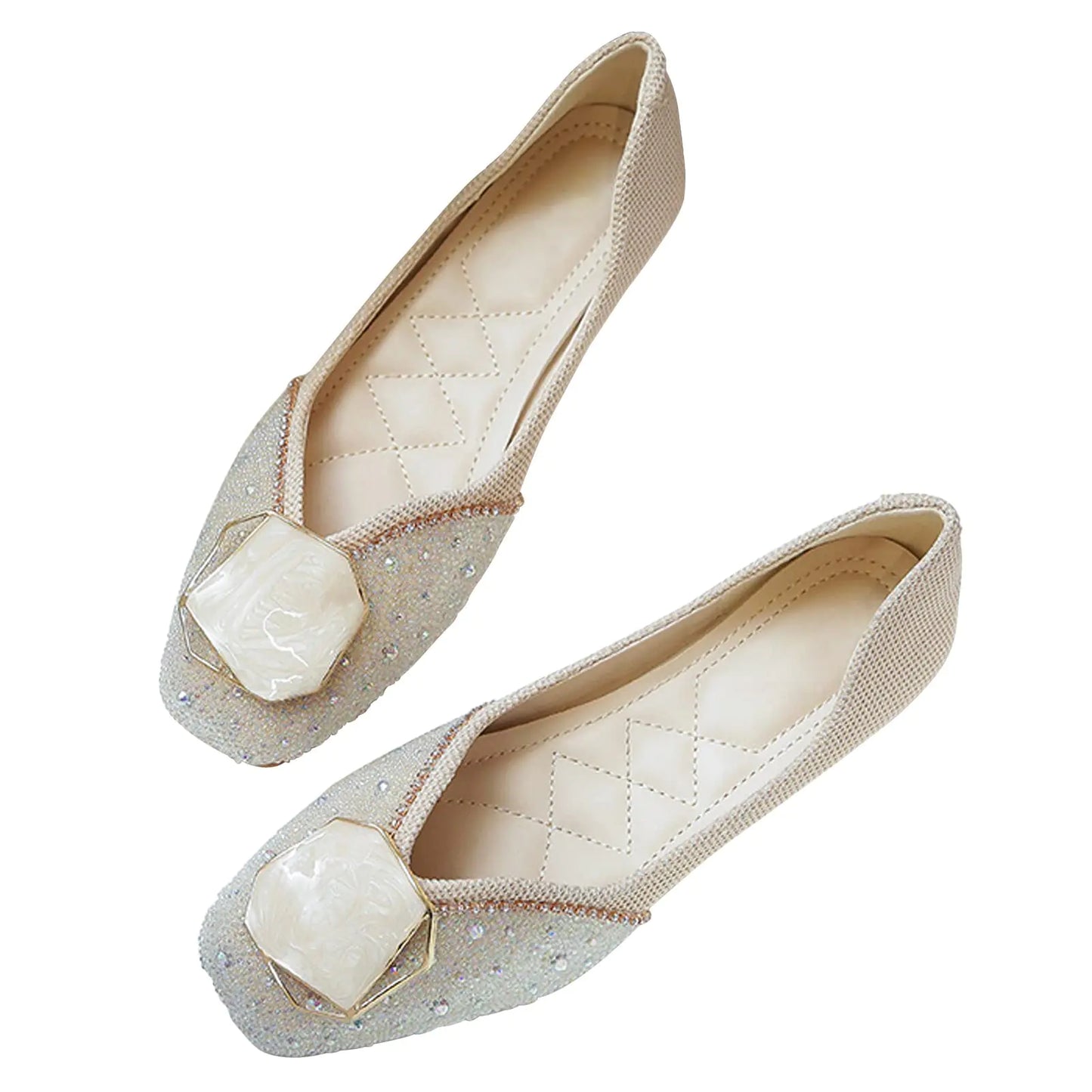 Ballet Crystal Casual Flats for Women. Dressy Comfortable Slip-On Loafers