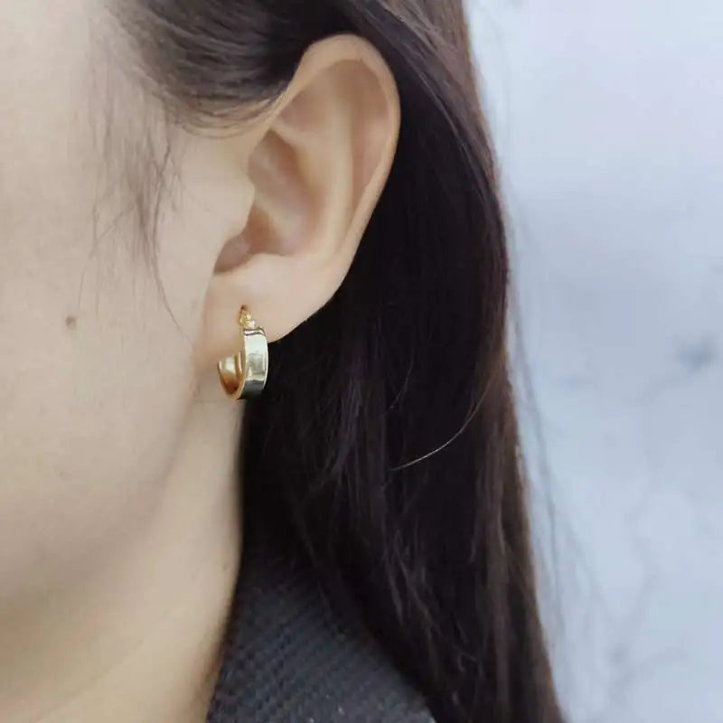 Simple Round Wide Flat Bottom Earrings for Women