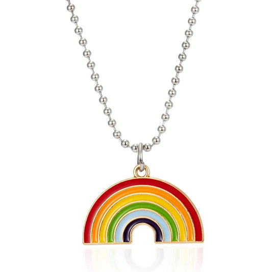 Rainbow Painting Oil Brooch Pendant Necklace & Earrings