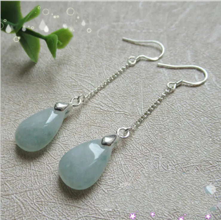 Natural Burmese Jade Earrings for Women