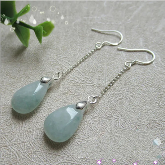 Natural Burmese Jade Earrings for Women