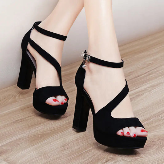 High Heels with Thick Sole and Waterproof Design