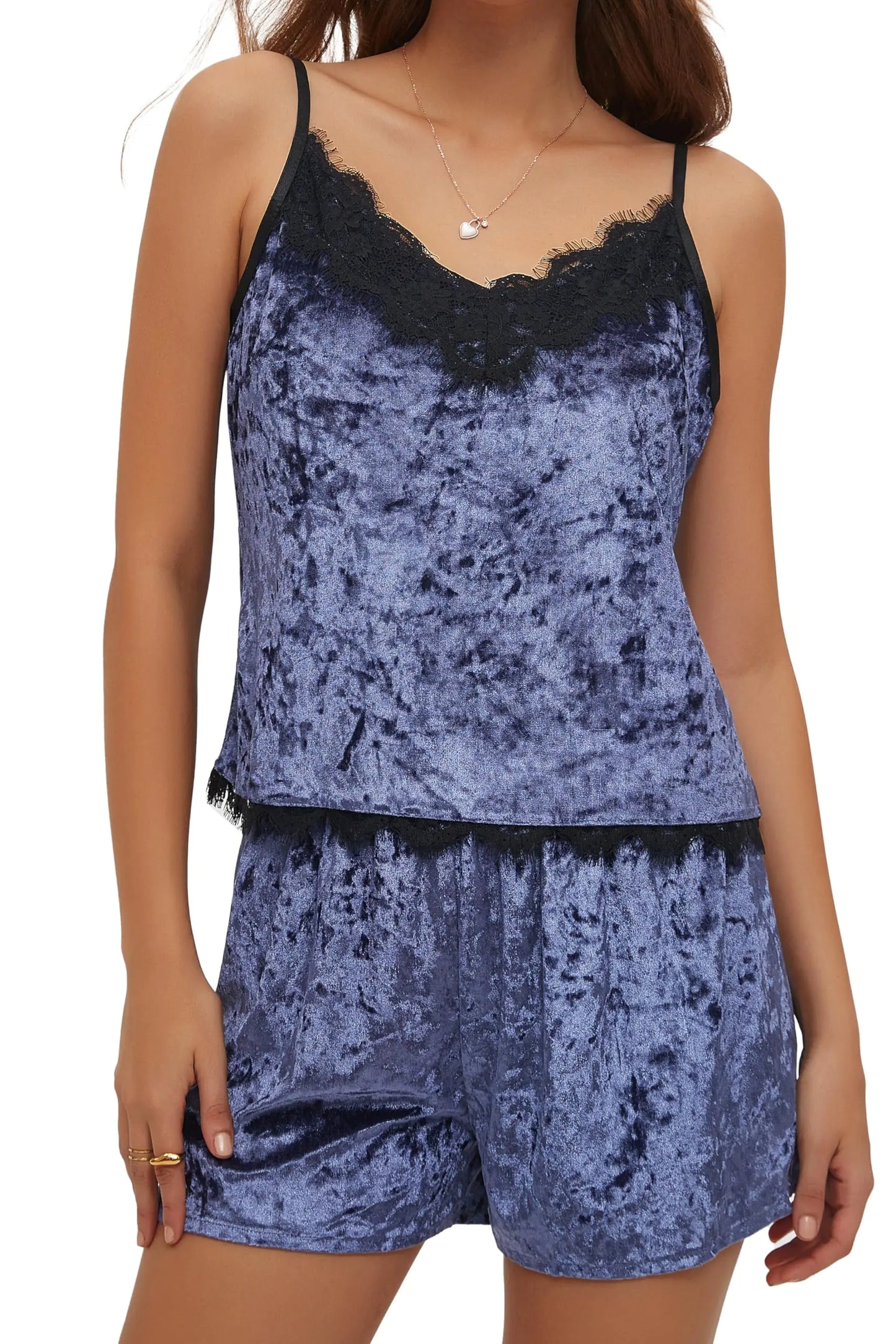 Velvet Pajamas for Women. Shorts & Sexy V Neck Cami Tops Two Piece Nightwear