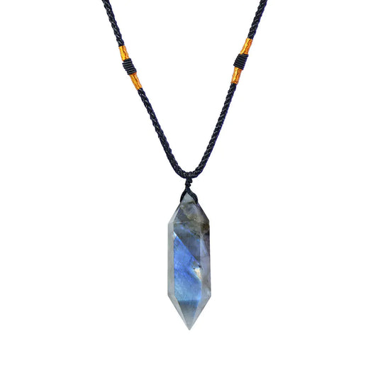 Natural Labradorite Moonstone Hexagonal Pendant Jewelry