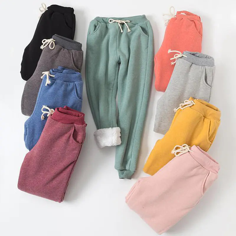 Winter Thickened Lamb Fleece Jogger Pants for Women