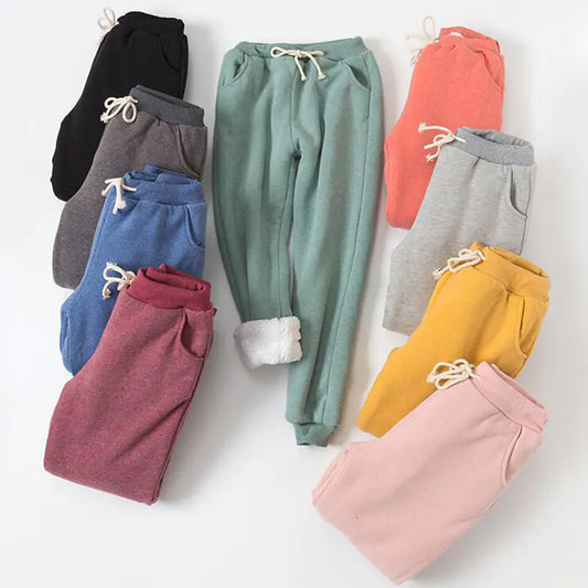Winter Thickened Lamb Fleece Jogger Pants for Women