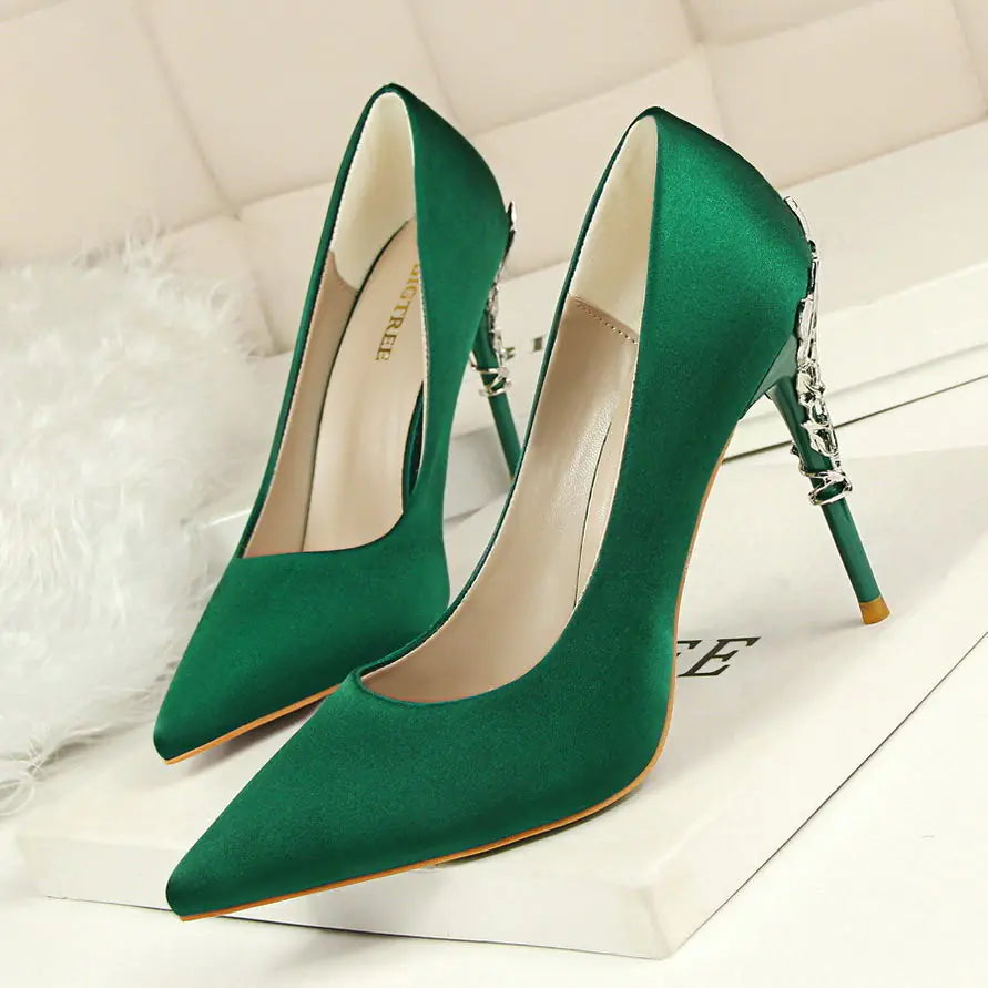 Luxury Silk High Heels for Women Fashion Footwear