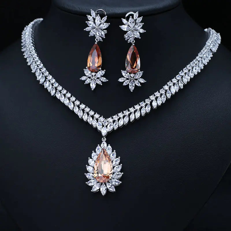 Bridal Necklace Set with AAA Zircon Earrings