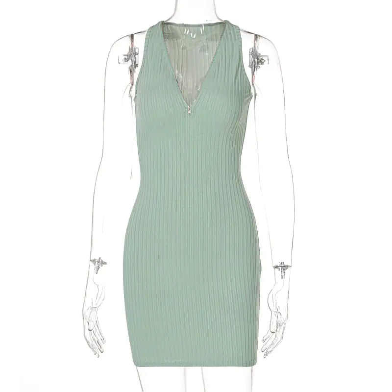 Women's Stripe Knitted Sleeveless Mini Dress