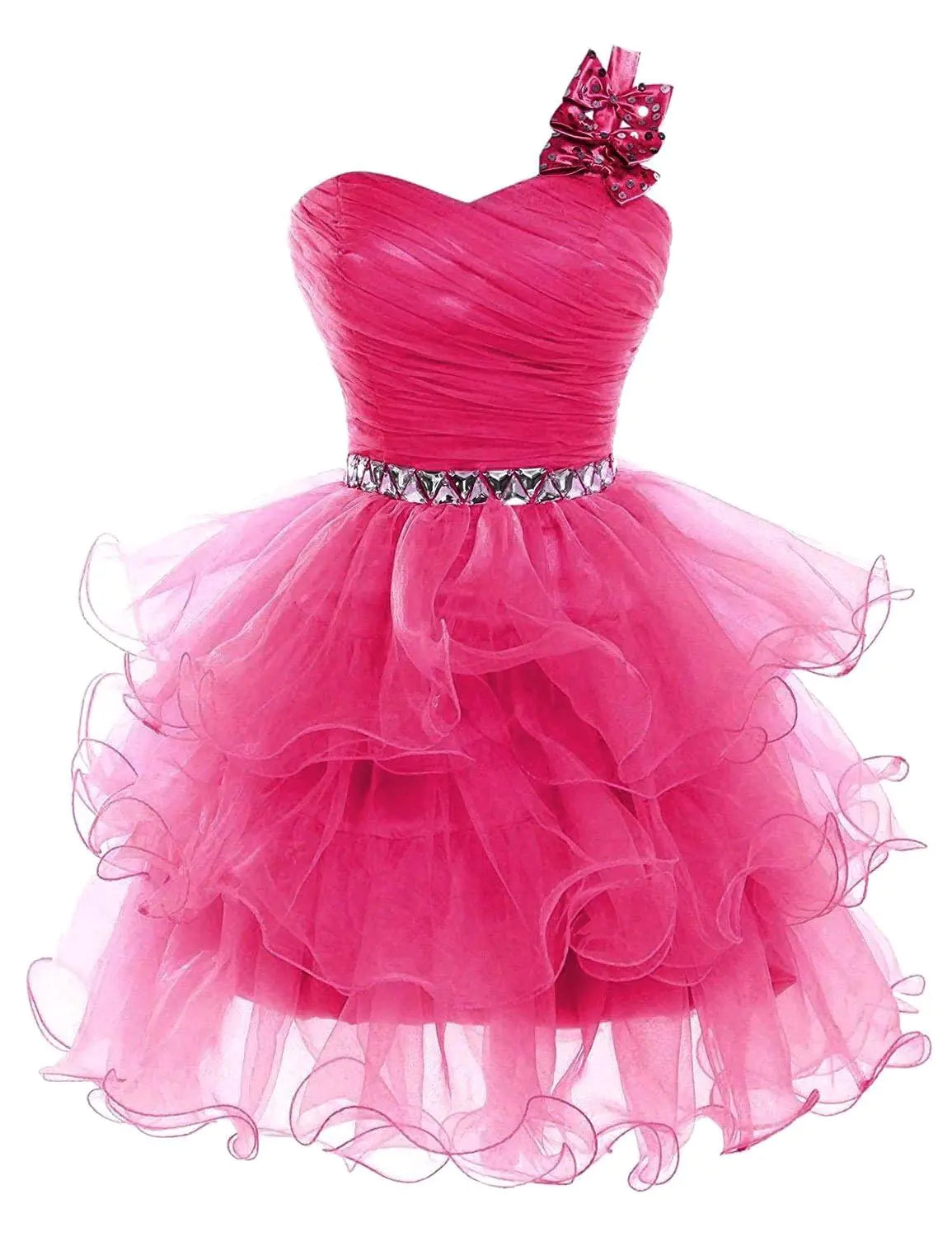 Beaded  Short Homecoming Pageant dresses, Tiered Short Evening Prom Ball Gown Puffy with Bow