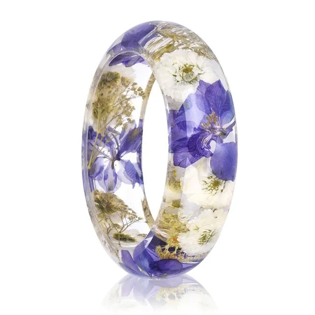 Dried Flower Resin Bracelet Bangle Jewelry for Women