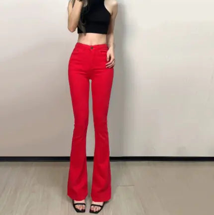 Classic High Waist Slim Denim Horseshoe Pants for Women