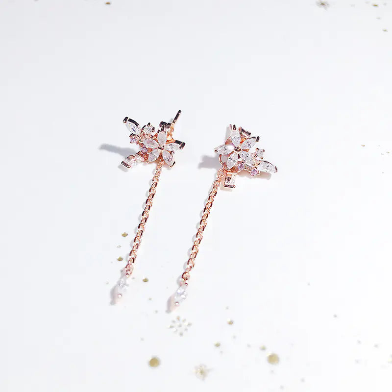 925 Sterling Silver Floral Branch Necklace and Earrings Set
