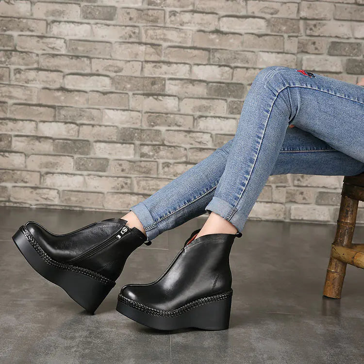 Handmade Leather Ankle Boots for Women - Casual Style
