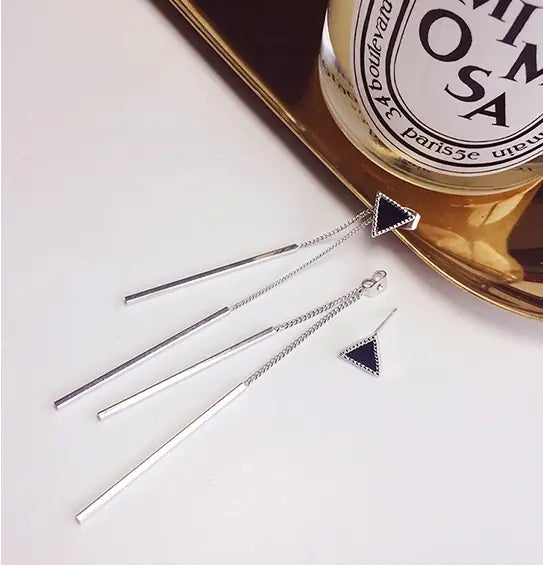 Fashionable Long Triangle Earrings with Tassels for Women