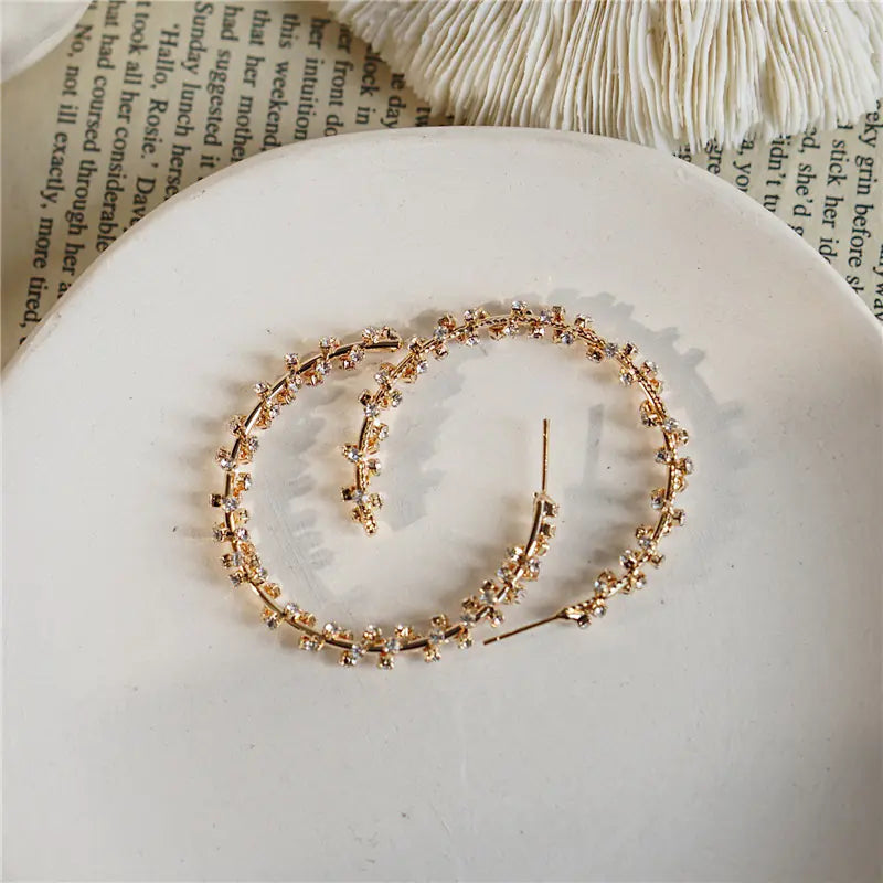 Rhinestone Wrapped Big Earrings for Women